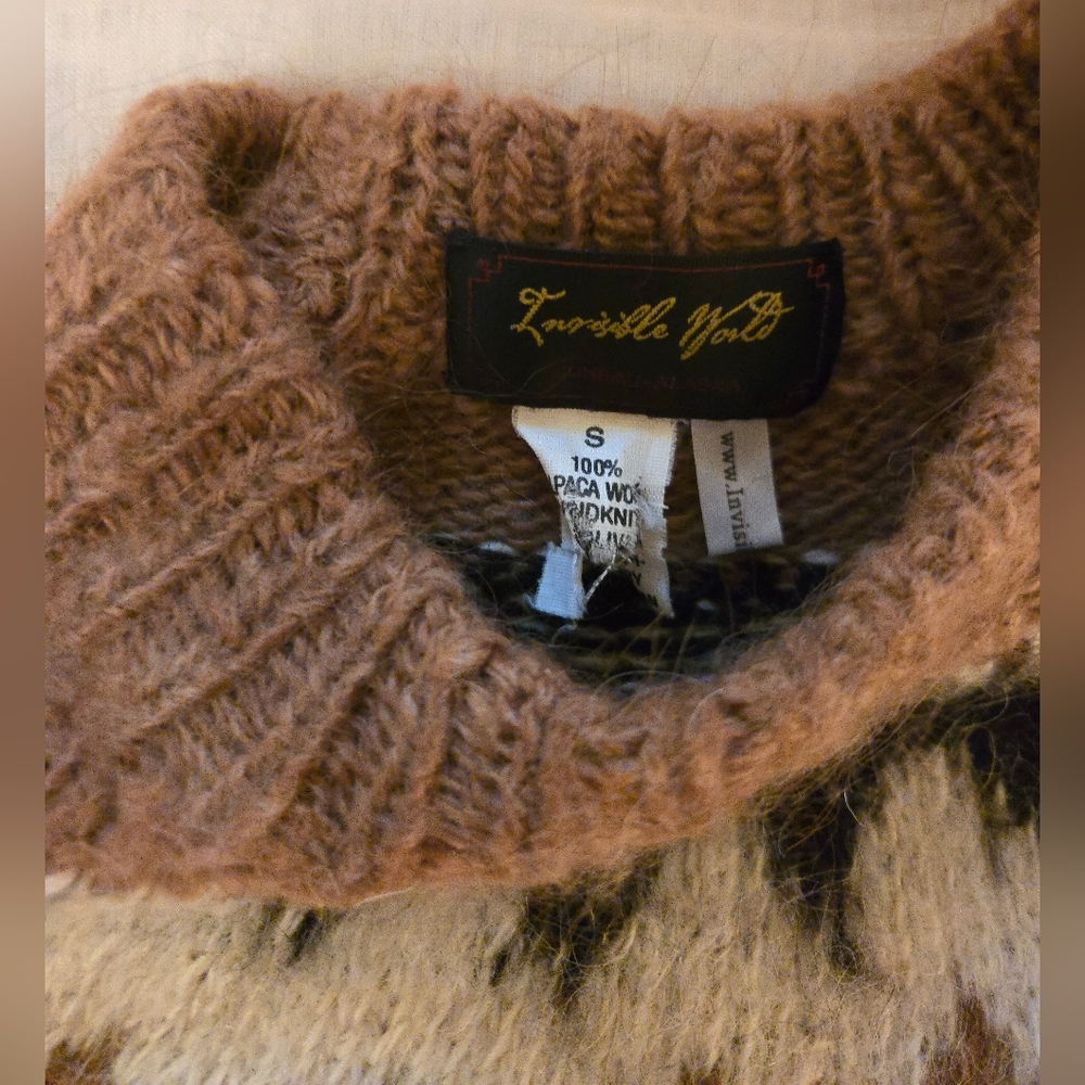 Invisible World 100% Alpaca Wool Sweater - Hand Knit from Bolivia - Size S - Picture 4 of 8